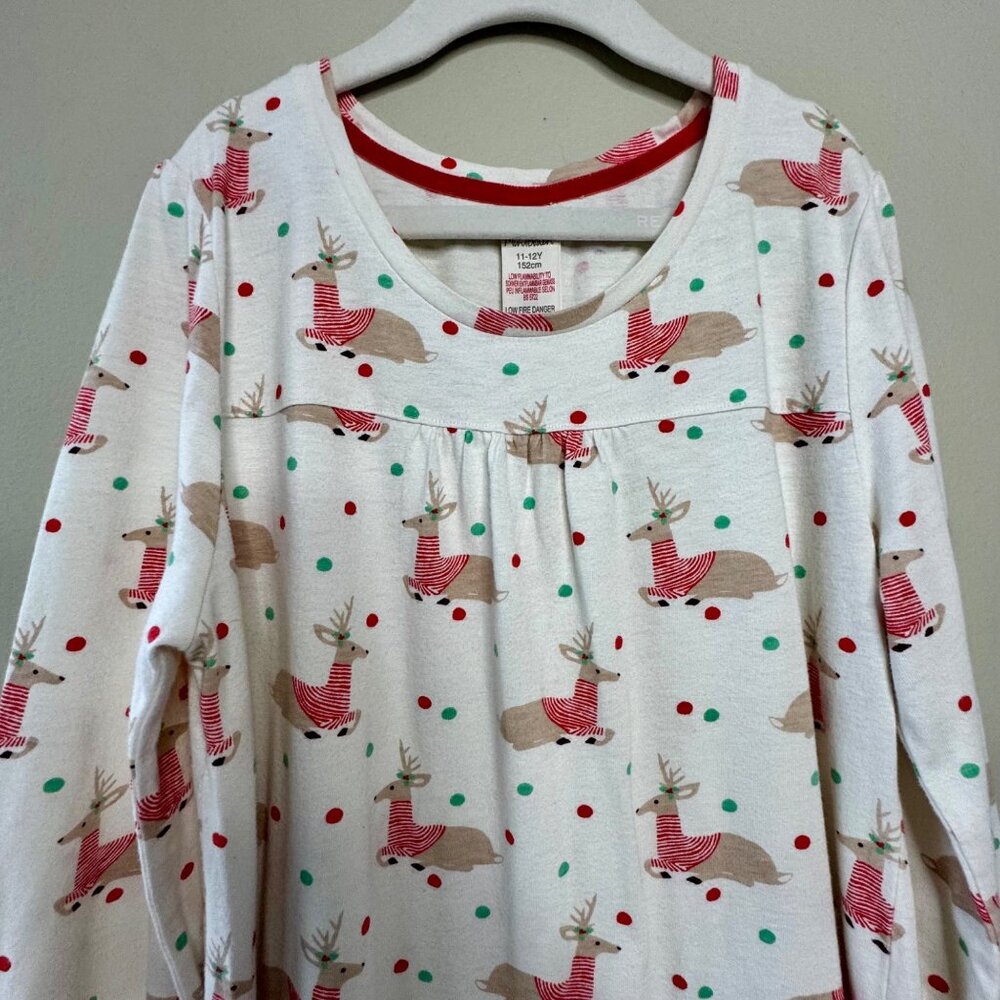 MINI BODEN Reindeer Nightgown 11-12Y 152 Red Holiday Print Christmas Nightie - Picture 3 of 7
